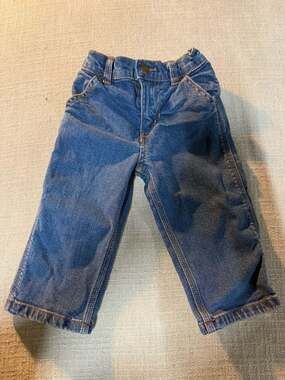 Carhartt Infant Boys' Washed Denim Dungaree Jeans BD8375-B (Size 12M)